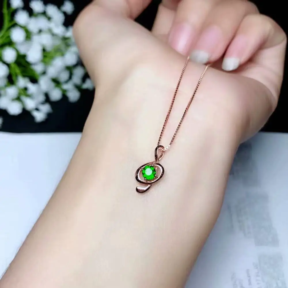 music note  clear green diopside pendant for necklace for women jewelry real 925 silver gold plated natural gem  girl gift