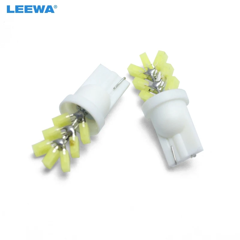 LEEWA 200pcs White Car T10 194 W5W COB 7SMD Auto LED Lights Tree Shapes Car Side Wedge Clearance Reading Light Lamp  #CA4607Y