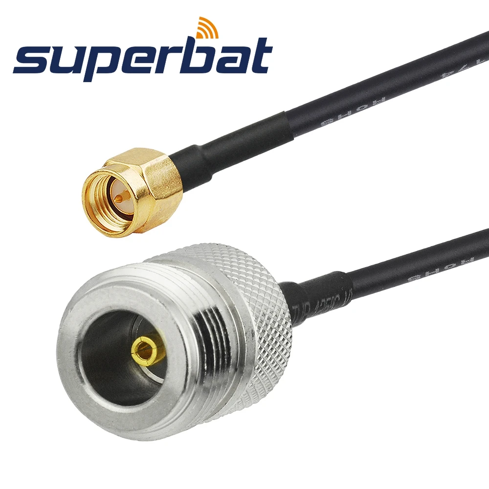 Superbat N Straight Female to SMA Straight Male Antenna Feeder Cable Assembly Pigtail Cable RG174 10cm