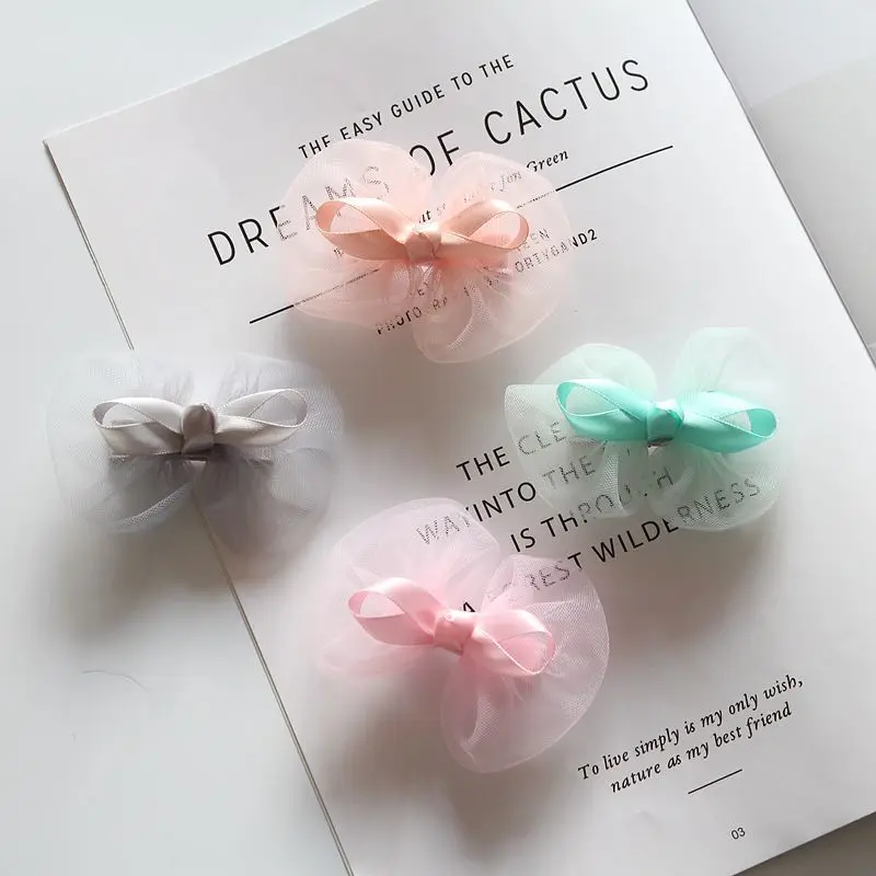 

Boutique 20pcs Fashion Cute Gauze Bow Hairpins Solid Kawaii Mini Ribbon Bowknot Hair Clips Princess Headwear Hair Accessories