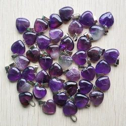 Wholesale 50pcs/lot Fashion high Quality natural purple crystal love heart pendulum pendant 16mm for diy jewelry making free