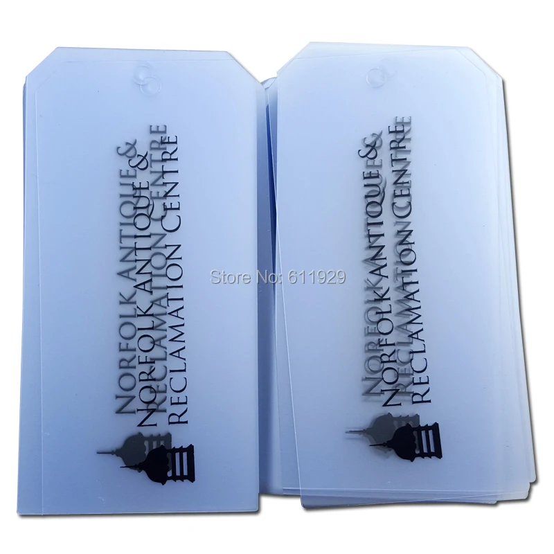 

customize shape cutting plastic tags/clothing clear PVC tags/garment labels printing/main label/brand/trademark 1000 pcs a lot