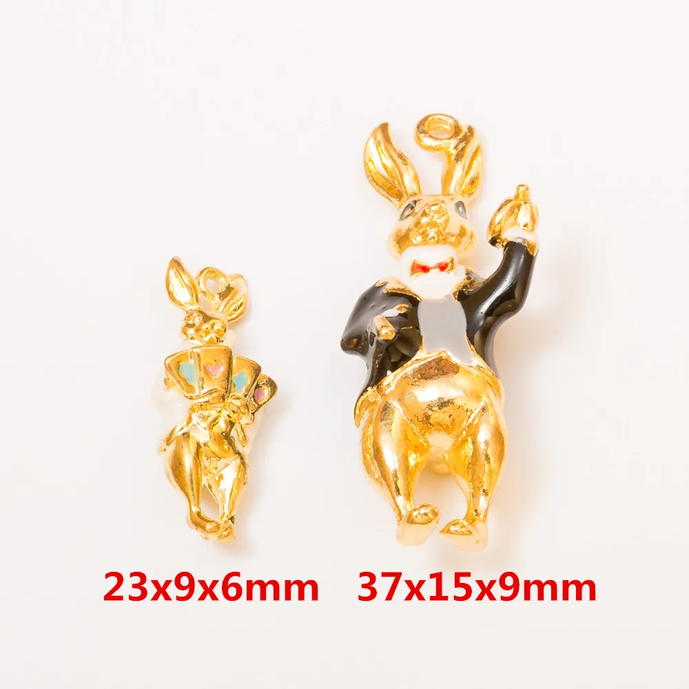

6pcs Vintage Metal rabbit enamel charms for Jewelry Making 4597