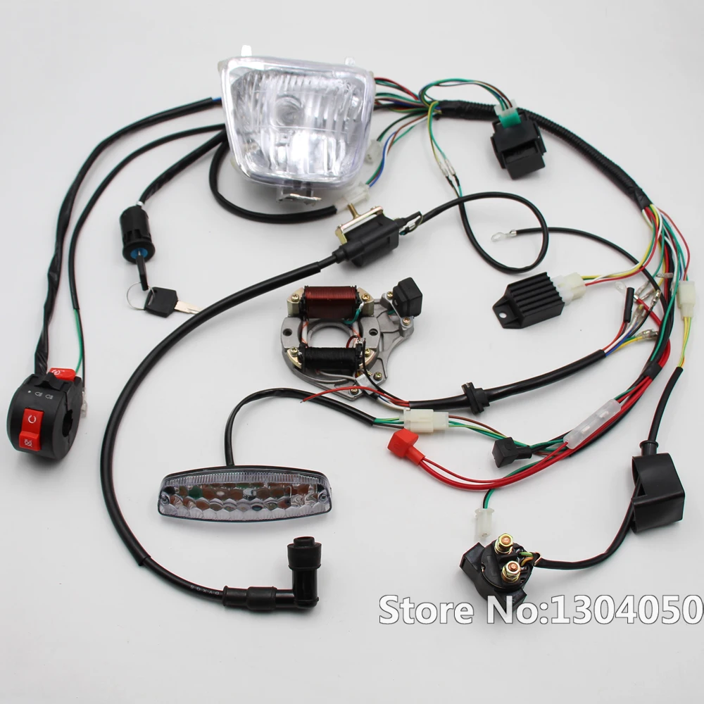 Full WIRING HARNESS CDI Coil Regulator Magneto Lights 50cc 110cc 125cc QUAD ATV BIKE NEW