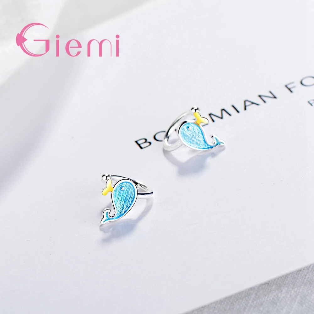 Orecchini a Clip in argento Sterling 925 con delfino Samll carino speciale per le donne regalo di gioielli per feste di matrimonio spedizione gratuita