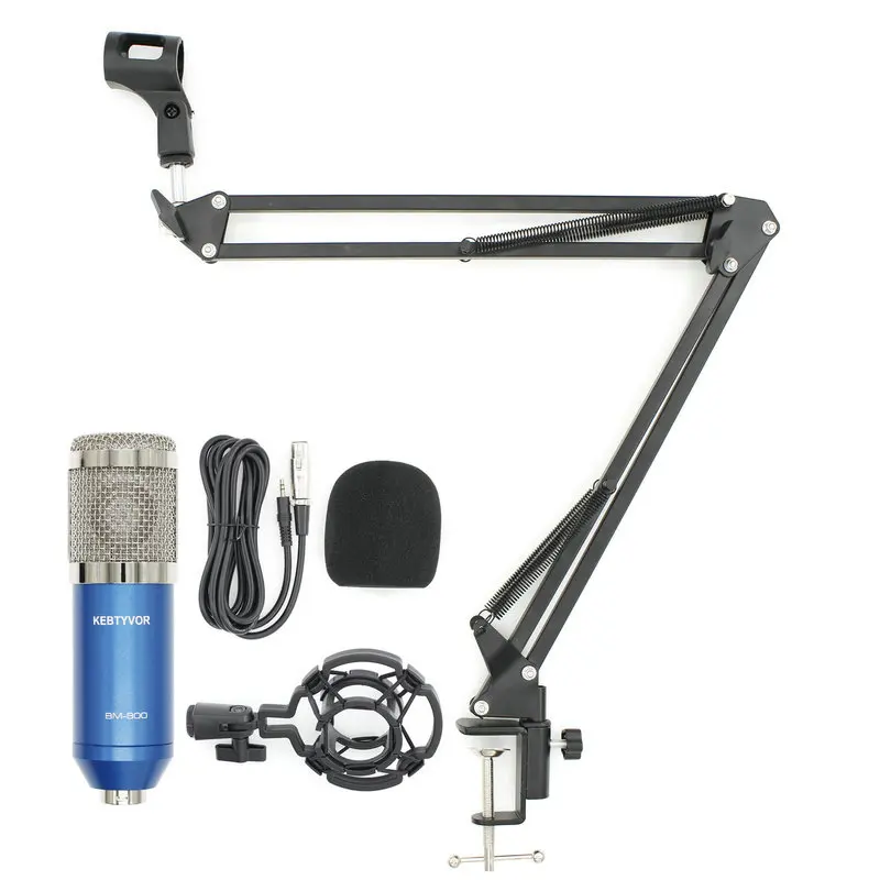 BM 800 Professional 3.5 มม.บันทึกเสียงคอนเดนเซอร์ไมโครโฟน BM-800 POP FILTER NB-35 แขนสําหรับสตูดิโอคอมพิวเตอร์ PC
