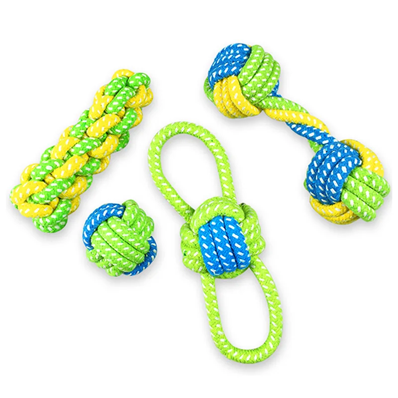 Dog chewing cotton rope training toy knot interactive dog toy outdoor teeth cleaning bulldog dog pug toy