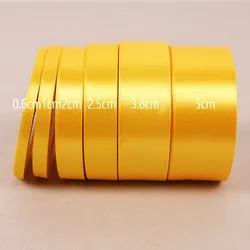 New 25 Yards Gold Yellow Silk Satin Ribbon 6mm-75mm Party Home Wedding Decoration Gift Wrapping Christmas New Year DIY Material