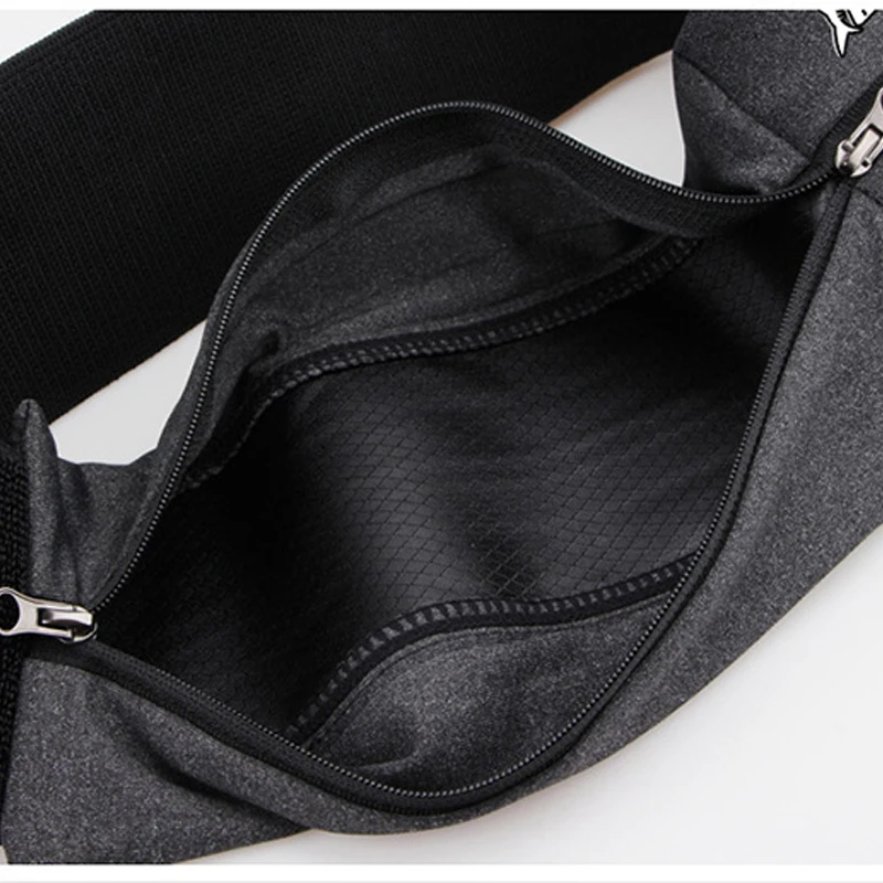 QUESHARK Pro Sac de Sport Réfléchissant, Ceinture Élastique, Pochette à Double Fermeture Éclair, Poche pour Portefeuille et Téléphone, Course à Pied, Yoga