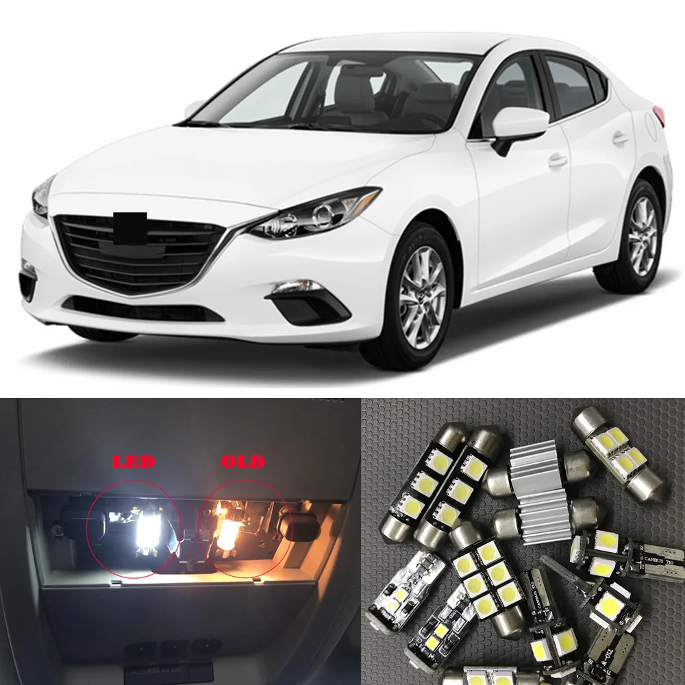 

9x Car Led Interior Update Light Bulb Kit Dome Map Trunk License Plate Luggage Lamp For Mazda 3 2014 2015 2016 2017 2018 2019