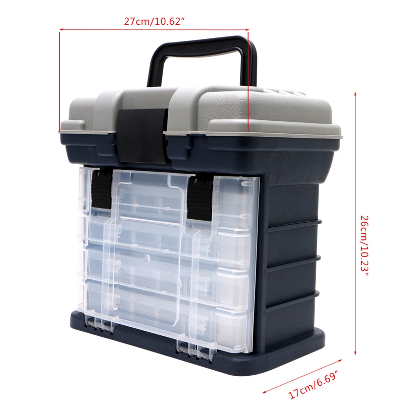 PP+ ABS Fishing suitcase 5 Layer Fishing Tackle Box Plastic Handle Fishing Box Carp Fishing Tools Impact resistant secure latch