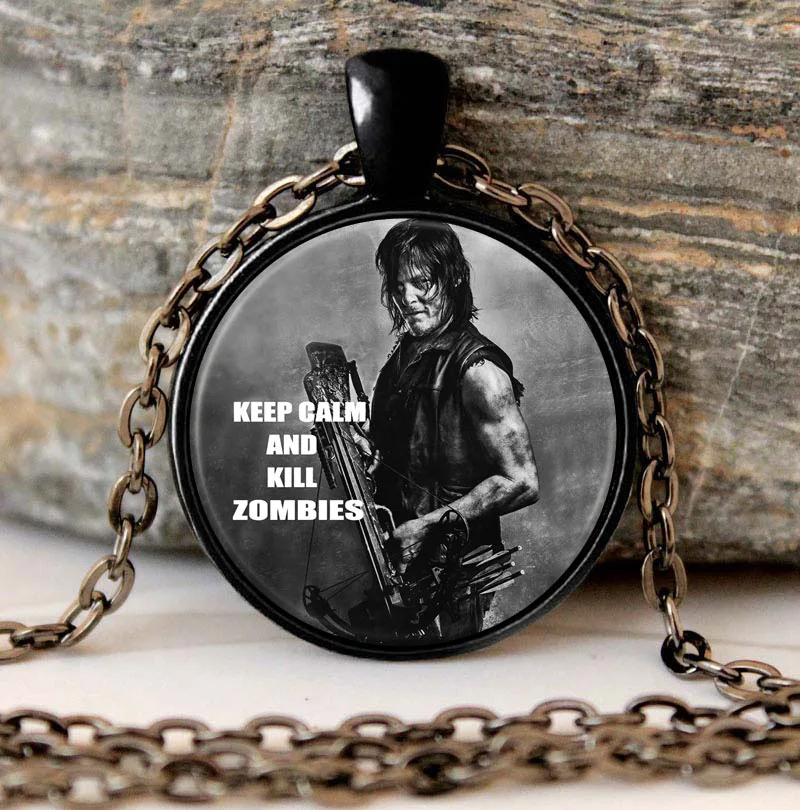 THE WALKING DEAD Necklace Pendant DARYL DIXON Crossbow Rick Grimes Punk Gothic Glasses Ancient Pendant Necklace Gift Chain