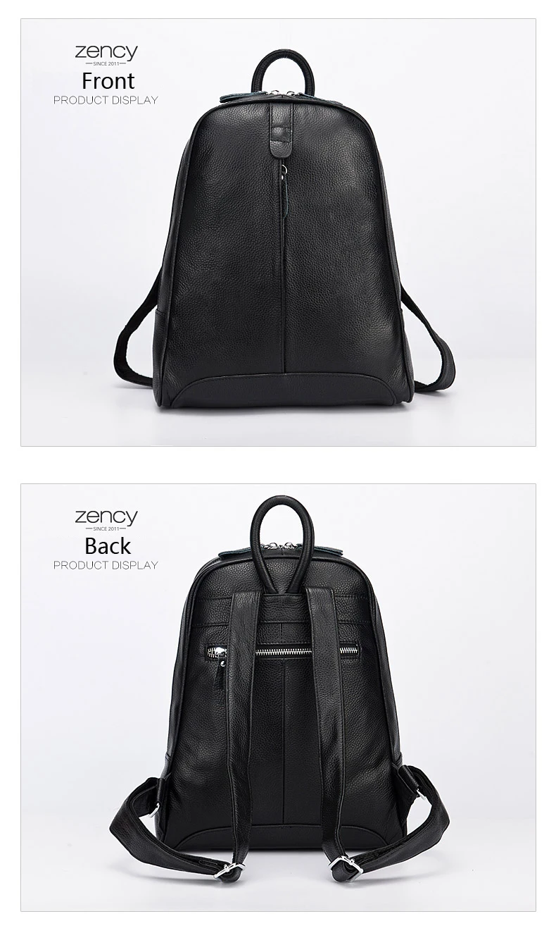 Zency Damen-Rucksack aus 100% Echtleder, Modischer Bronze-Rucksack mit Großer Kapazität und Vielen Taschen, Einfacher Tagesrucksack für die Arbeit – Detail 29