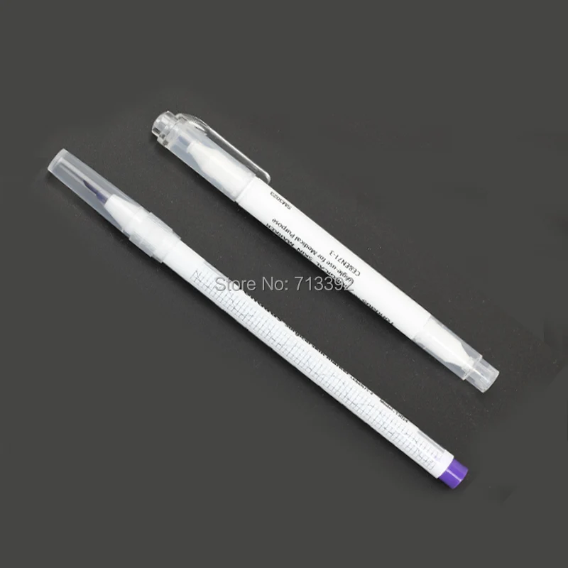 2pcs / (1MM and 0.5MM) Disposable Waterproof Skin Munsu Positioning Marker Pens Sterilized Permanent Makeup With Ruler