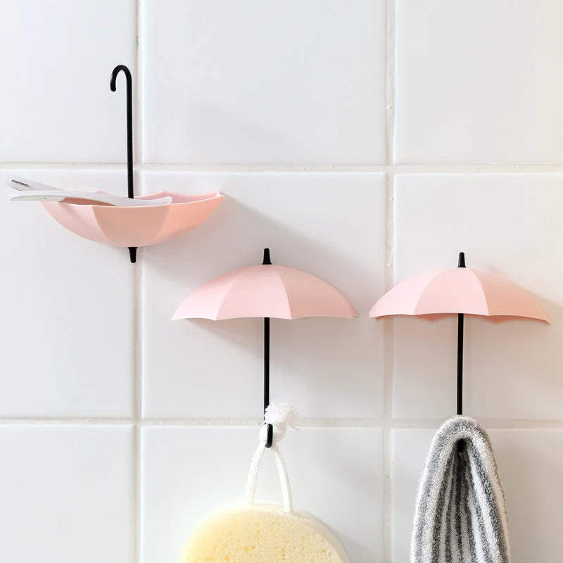 1 개/몫 벽 걸이 후크 욕실 주방 액세서리 후크 우산 모양의 키 걸이 랙 홈 장식
