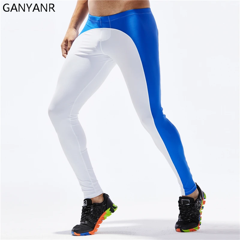 GANYANR Running Tights Men Yoga Basketball Gym Leggings Sport Fitness Athletic Skins Jogging Long Training Compression Pants