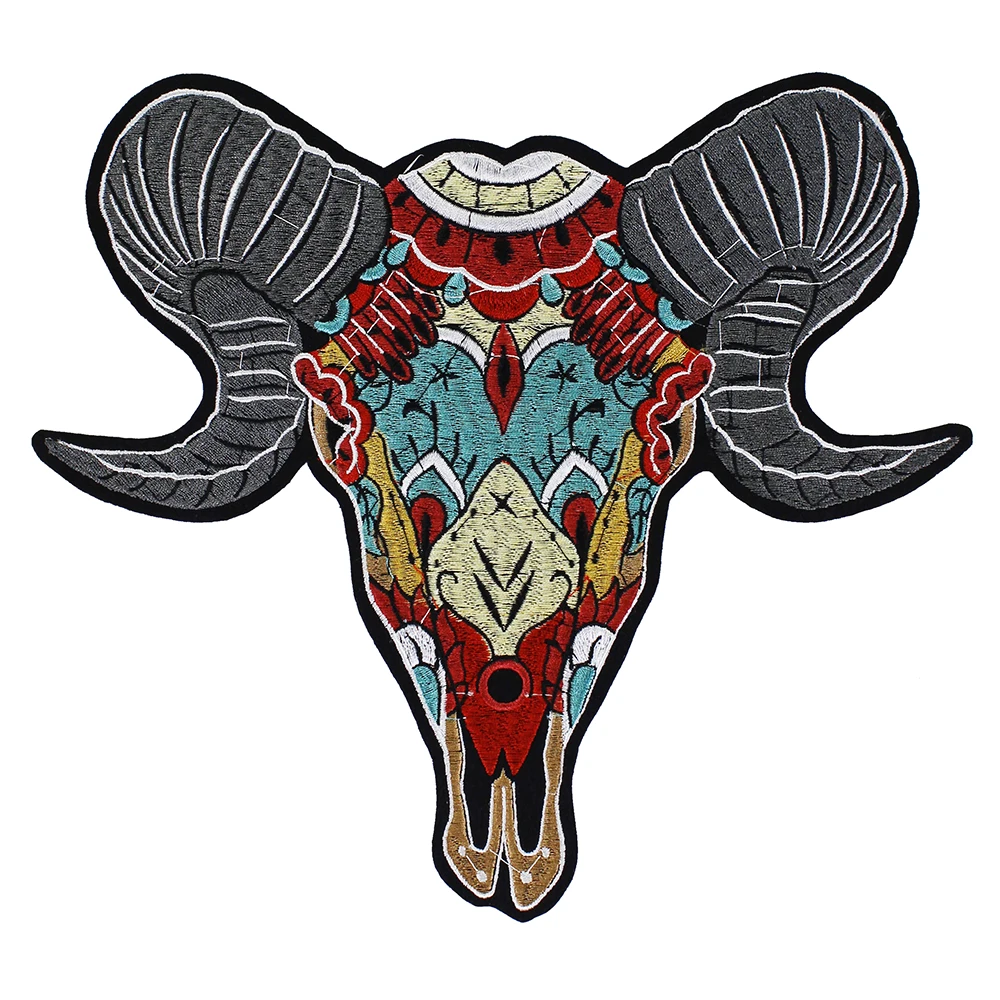 10pieces Embroidery Goat Sheep Head Iron on Fabric Patches Applique Sticker Badge for T-shirt Clothes Decorated Sewing TH1303