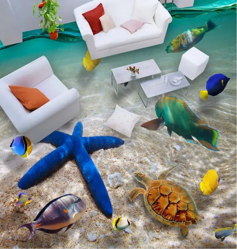 Custom 3d floor Ocean starfish wallpaper for bedroom Living room bedroom wallpaper self adhesive waterproof vinyl flooring