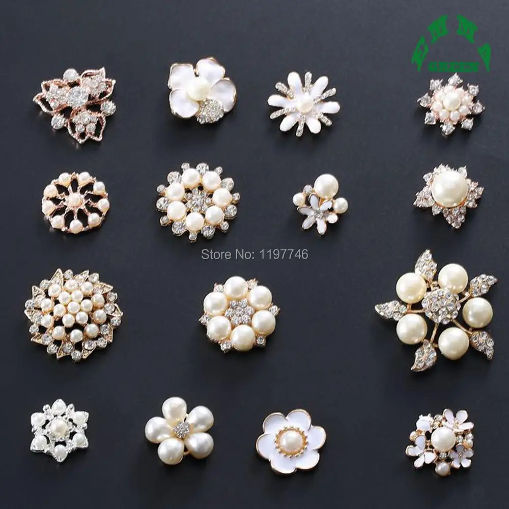 Nail Art Bouquet Pearl Rhinestone Embellishment Cluster 10pcs Scrapbooking Craft Flat Back Embellishment Button for Christmas