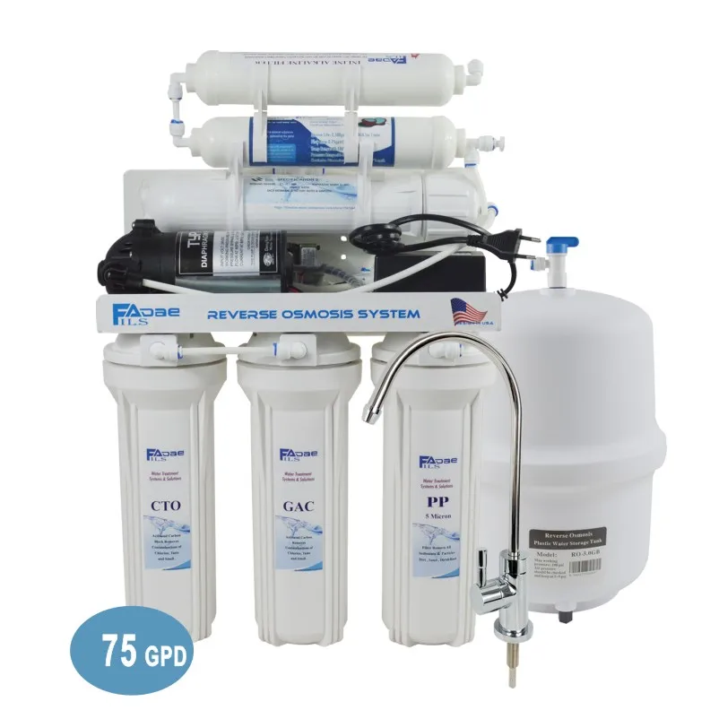 Under Sink 6-Stage Alkaline Reverse Osmosis Drinking Water Filter System 75GPD, Power supply 100 - 240V