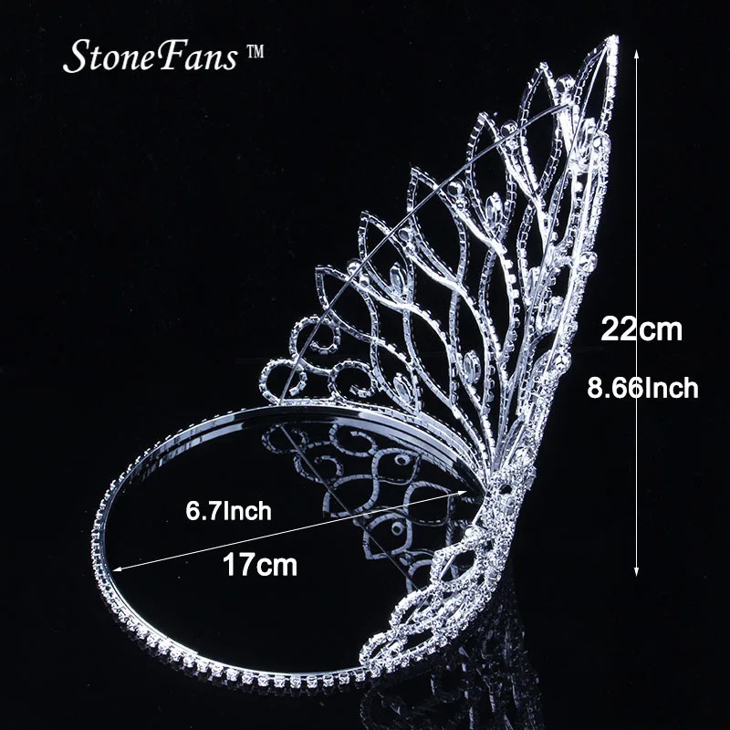 StoneFans Plant Rhinestone Party Bridal Tiara Large Crystal Halloween Party Pageant Crown Tiara For Women Hair Accessory