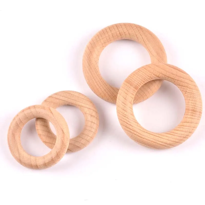 Natural beech Wood Circle DIY Crafts Embellishment For Wooden Ring Children Kids Teething Wooden Ornaments 40/55mm mt1995