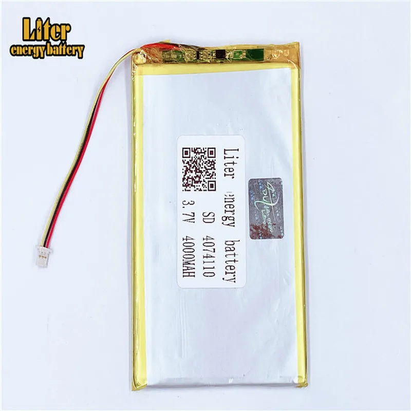 plug 1.0-3P 4074110 4075110 3.7V 4000mah tablet pc 7 inch MP4 MP5 lipo battery in rechargeable Batteries with full capacity