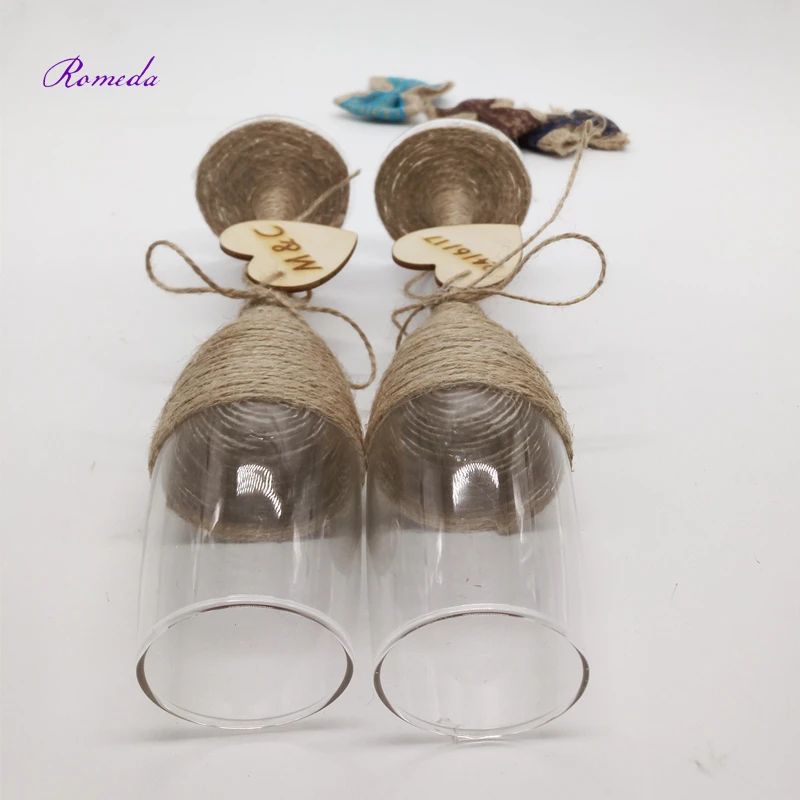 1 pair/lot  Rustic wedding Champagne Toasting Flutes Personalized wedding glasses Set engraved heart initials&words burlap color