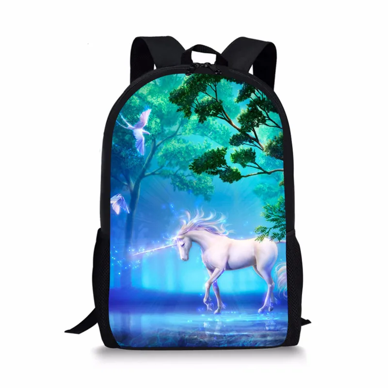 ELVISWORDS Unicorn โรงเรียนกระเป๋าสำหรับหญิง Portfolio Galaxy กระเป๋าเป้สะพายหลัง Mochila Escolar กระเป๋าเดินทางกระเป๋าถือแฟชั่น Racksack