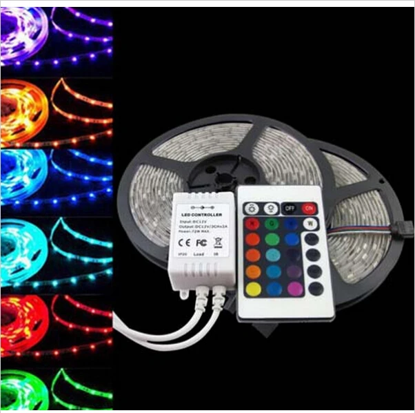 

Flexible LED Strip Light 5M 5050 SMD Waterproof 60 LEDs/M 300 LEDs Warm White Red Green Blue Yellow RGB IR Remote Controller 12V