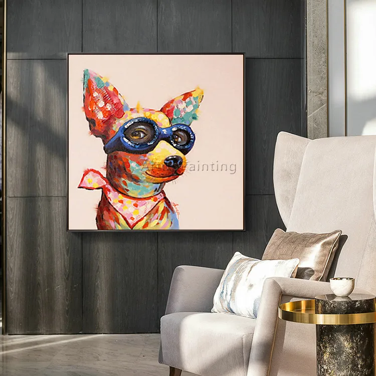 Dog painting Canvas acrylic painting wall art pictures for living room home decor pop art animal Painting cuadros decoracion0013