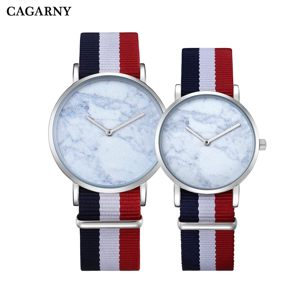 

Top Brand Cagarny Fashion Ladies Watches Canvas Female Quartz Watch Women Lovers Thin Casual Watch Reloj Mujer Marble Dial New