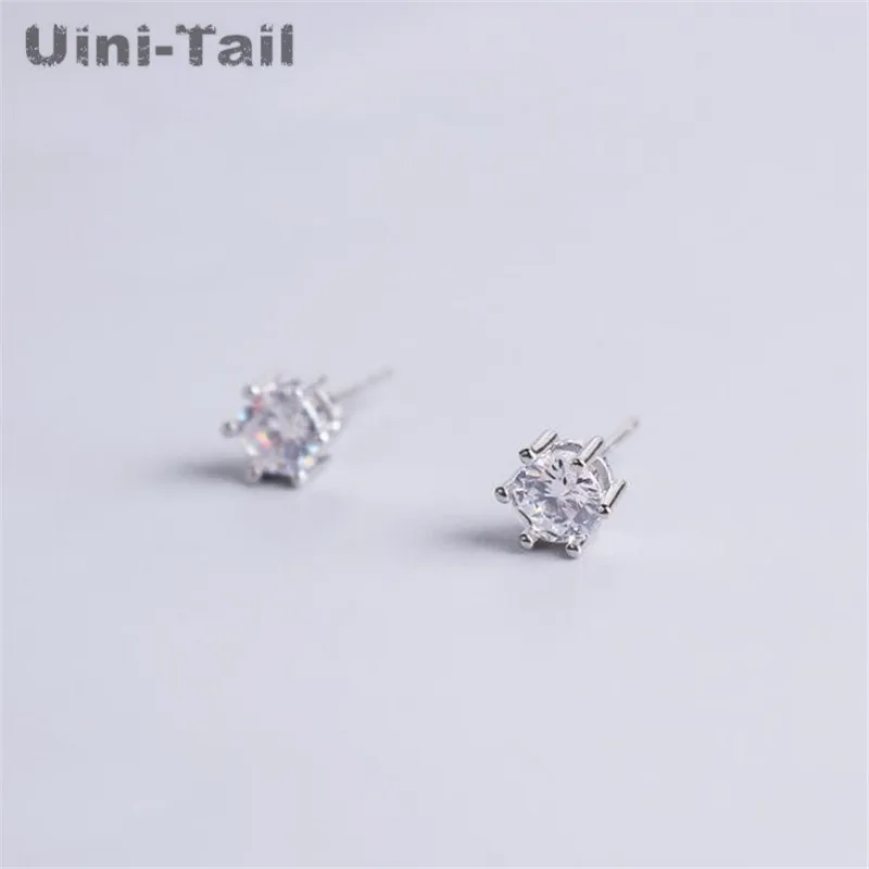 Uini-Tail hot new Korean version of 925 Tibetan silver hexagonal earrings fashion dynamic trend high quality jewelry GN356