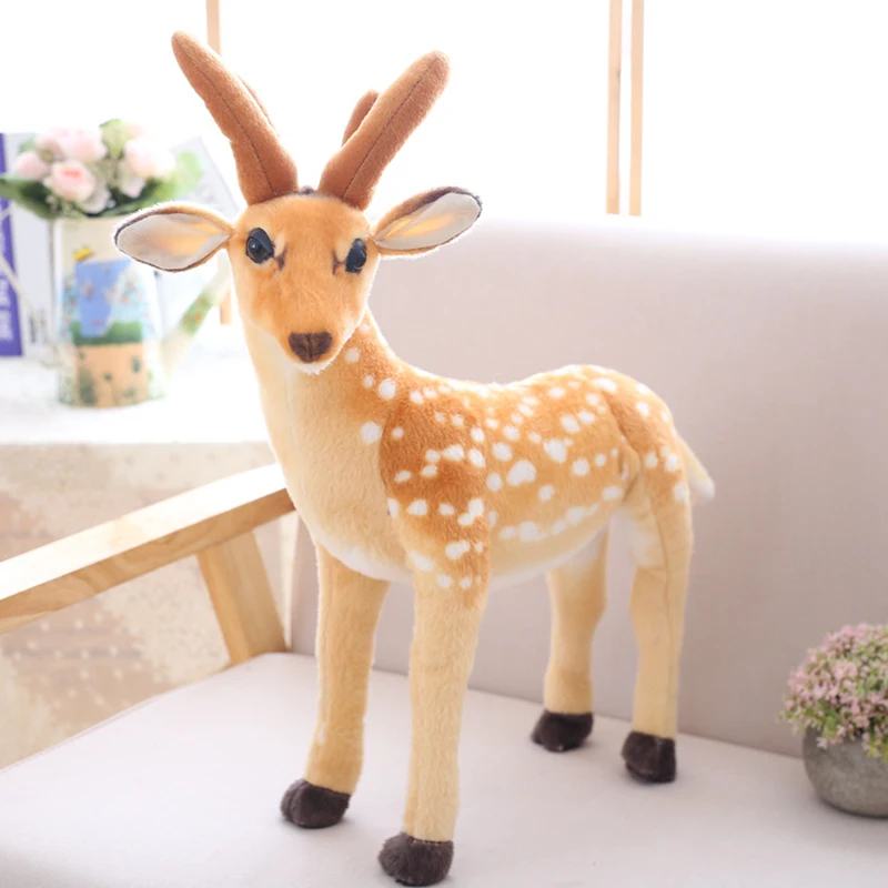 50/60/75/90cm Stuffed Plush Animal Deer Toy Kids Doll Teaching Prop Toy Children\'s Birthday Gift Simulation Sika Deer Plush Toy