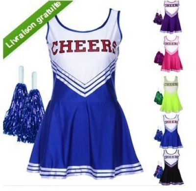 Il trasporto Libero 2014 di Vendita Caldo Student Giochi cheerleader costume uniformi costumi sexy APPLAUSI acclamazione aerobica abbigliamento femminile