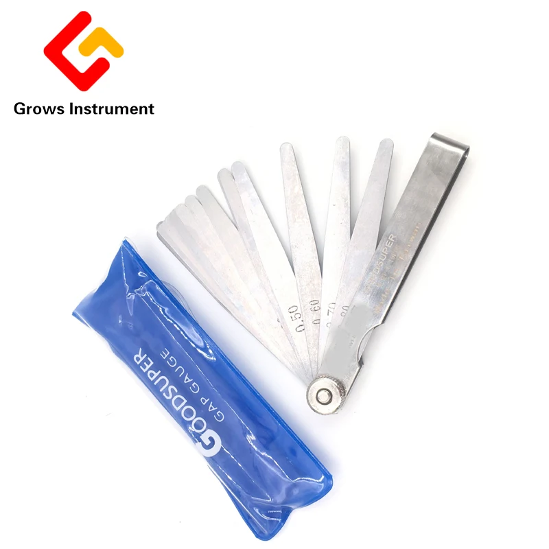 

Grows Instrument 19Pcs Blades Feeler Gauge Metric Stainless Steel Gap Filler 0.01 To 1mm Thickness Gage For Measurment Tool