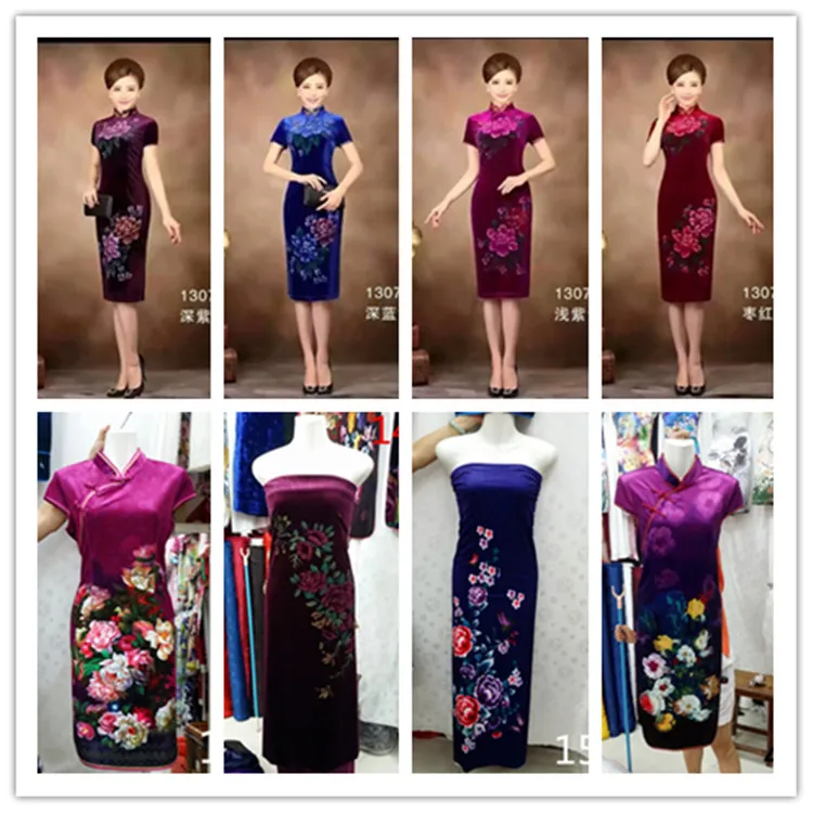 The new south Korean imports of positioning flowers pleuche cloth fabric velvet cheongsam dress clothes/(a  positioning)