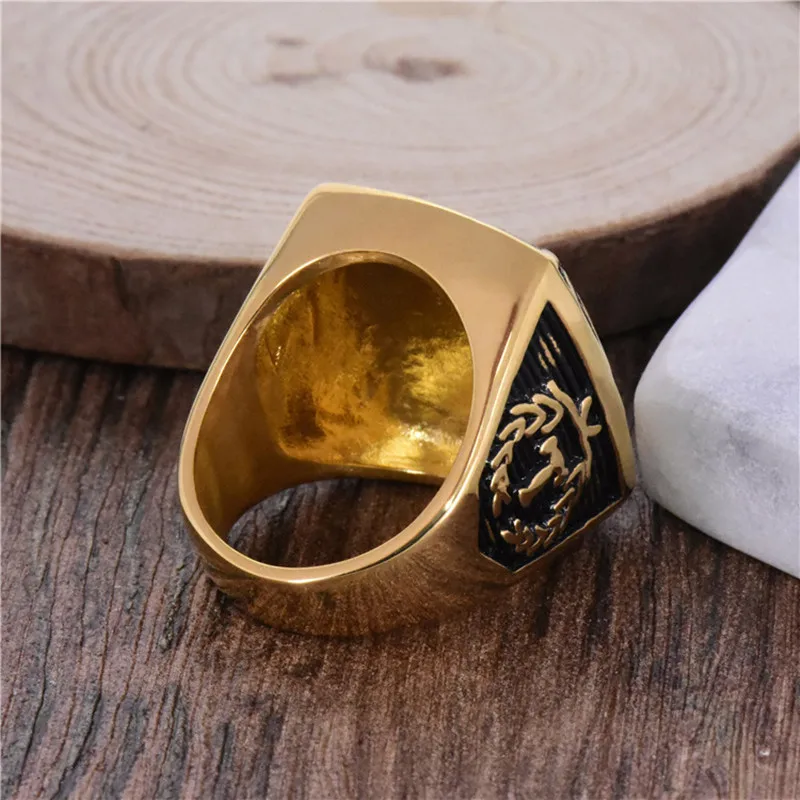 UJBOX Unique Men Master Masonic Rings Stainless Steel A G Symbol Freemason Ring Male Jewelry Gift US Size 7 to 13 R841G