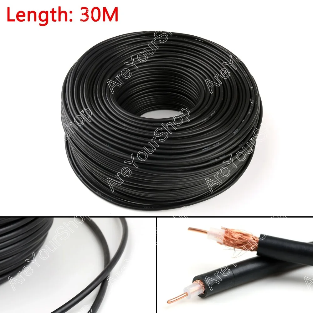 Areyourshop Sale 3000cm RG58 RF Coaxial Cable Connector 50ohm Coax Transceiver Pigtail 98ft High Quality Adapter Wire Connector