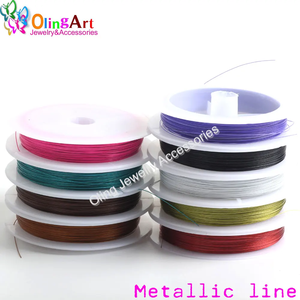 OlingArt 60m*0.38mm 1/Roll Enameled Tiger Tail Wire Ropes Accessories Line Multiple Colour DIY Bracelet Necklace Jewelry Making