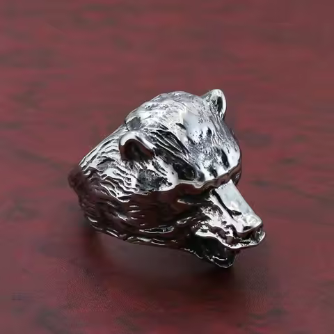 Domineering Viking Bear Head Rings 316L Stainless Steel Slavic Bear Berserk Punk Biker Rings Men Viking Amulet Jewelry