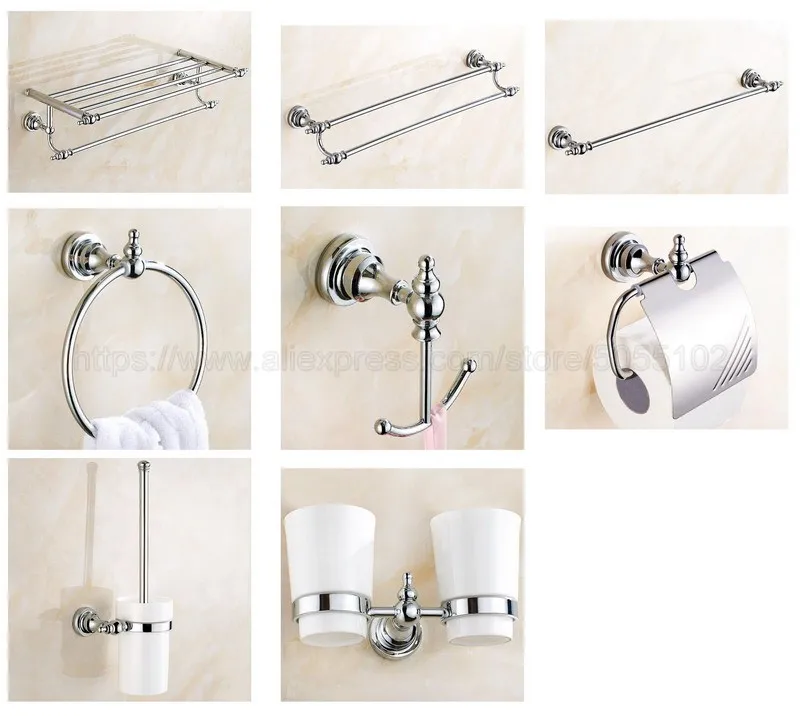 Polished Chrome Bathroom Accessories Set,Paper Holder,Towel Bar,Soap Basket,Toilet Brush Holder,Bathroom Sets zba901x1