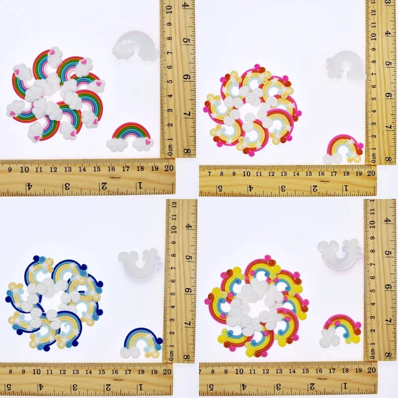 Kids Girls DIY Craft PVC Soft Rainbow Charms Used For Hair Accessory Brooch/Cable Winder/Earphone/USB Charger/Bookmark/Ring