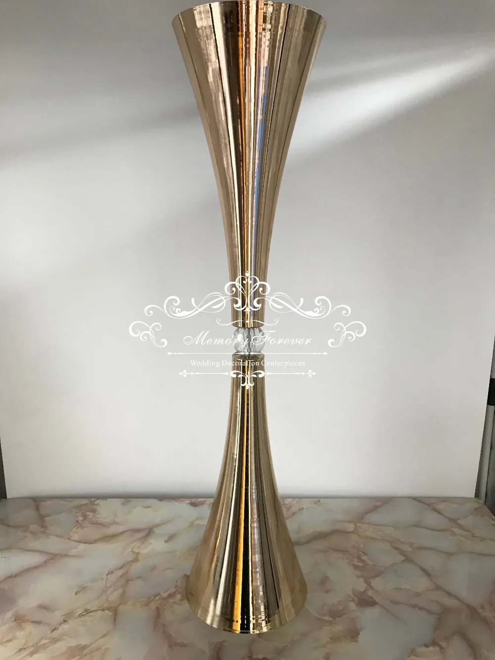 40 Inch Tall Big Floor Vases Decorative Gold Metal Trumpet Table Centerpiece Wedding Aisle Decorations