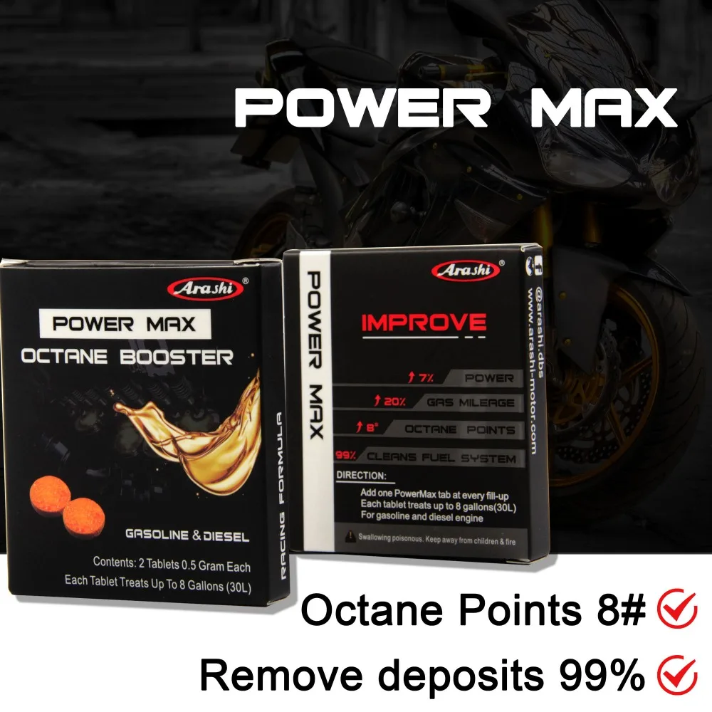 

6 Pack Arashi Fuel additives Improve motivation Fuel injector cleaner Remove carbon deposits Fuel Saver Additive Save gas