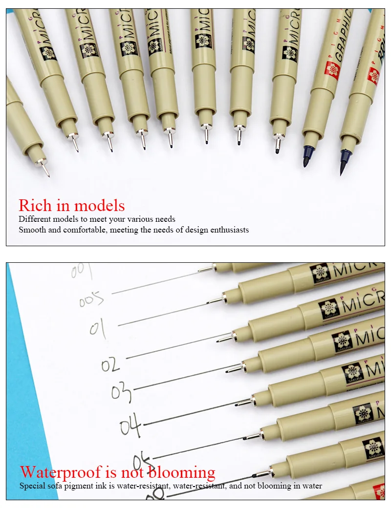 SAKURA Pigma Micron Stift Zeichnung Nadel Stift 003 005 1,0 01 02 03 04 05 08 Pinsel feine Spitze Marker Stift 1 Stück Skizze Malerei Kunst – Detail 3