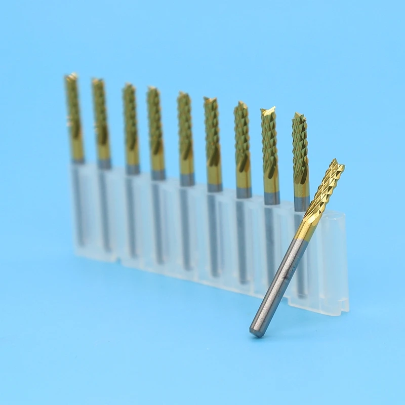 HANGXIN  3.175mm Tungsten carbide Corn Cutter cutting 10pcs PCB milling bits end mill CNC router bits for Engraving machine