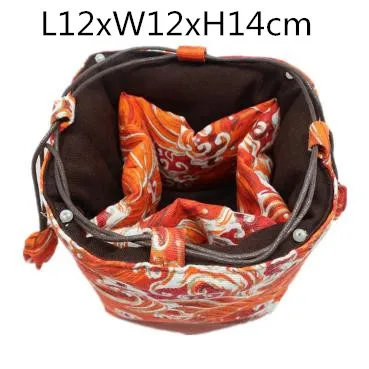 Thicken Wave Large 5 Grid Linen Cloth Bag Drawstring Travel Portable Jewelry Bags Pouch Small Tea Pot 4 Cup Storage Pouch