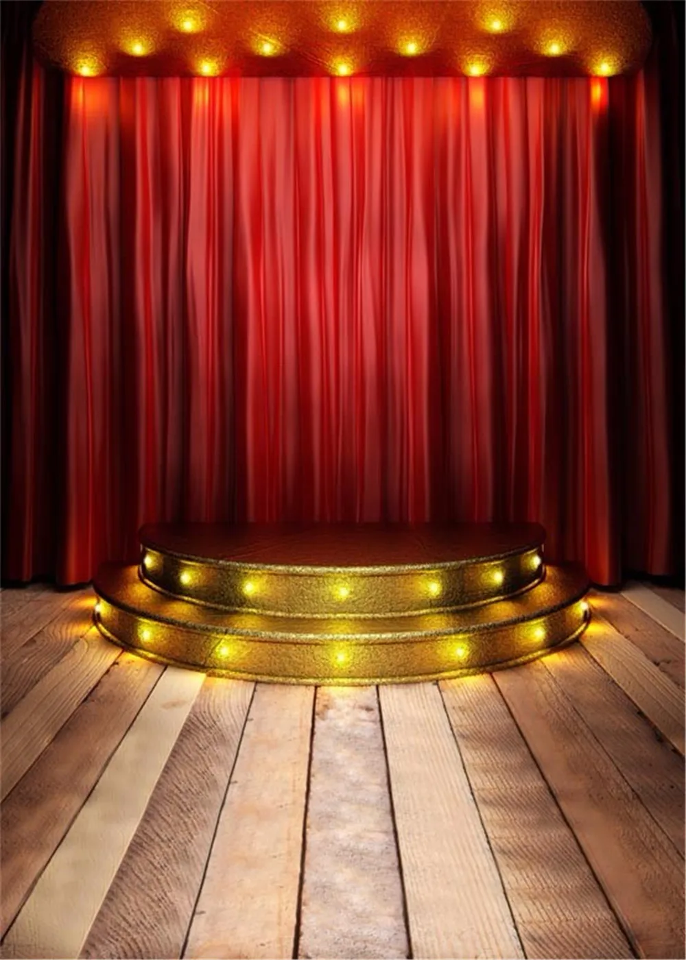 

Printed Red Curtain Gold Stairs Kids Party Stage Background Photography Children Wedding Photo Booth Backdrop for Studio