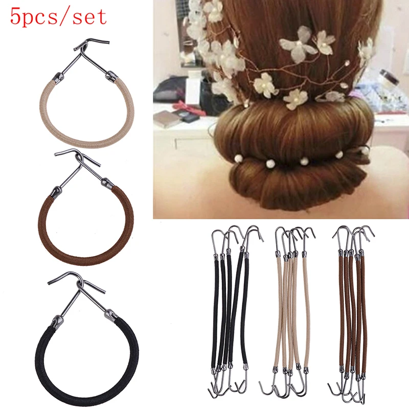 5pcs Elastic Rubber Bands Hair Braid Hair Thick/Curly/Unruly Hair Styling Tools Ponytail Hooks Headband Hair Claw Hair Clips